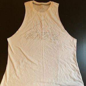 Adidas white holographic muscle t shirt